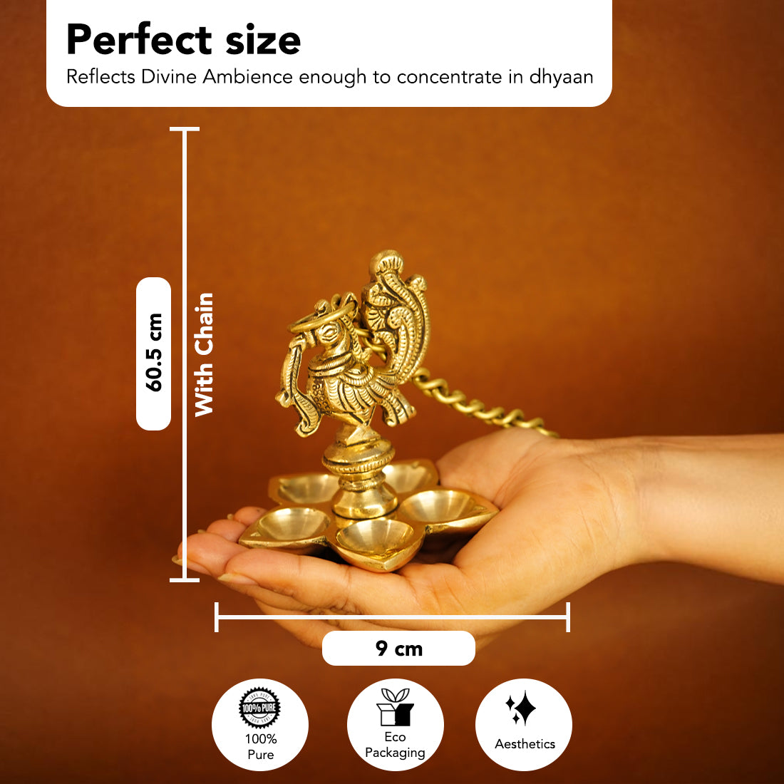 Brass Peacock Hanging Diya for Puja & Home Decor