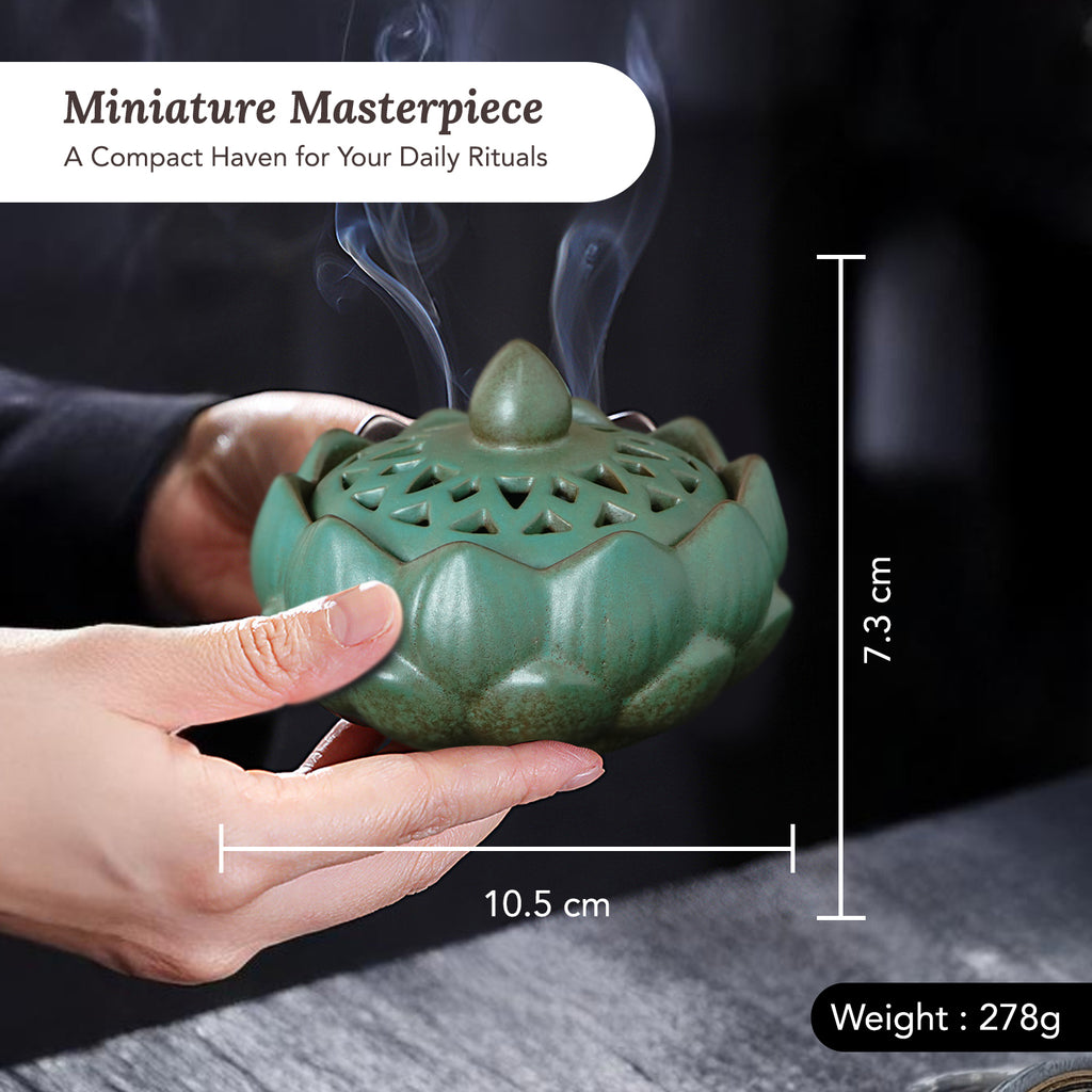 Ceramic Lotus Dhoop Dani for Home Decor & Pooja