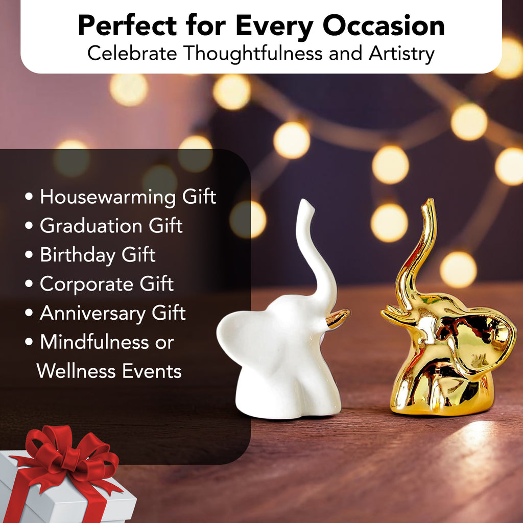 Ceramic Elephant Pair Showpiece for Home Decor & Gifting
