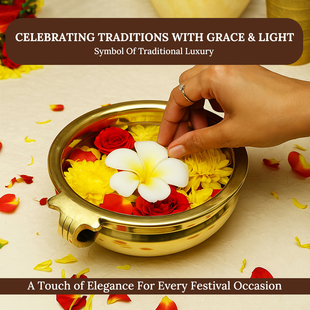 Brass Urli Bowl for Home Decor & Diwali Decoration