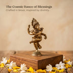 Brass Dancing Ganesha Idol for Pooja ,Home Decor, Office Desk & Car Dashboard