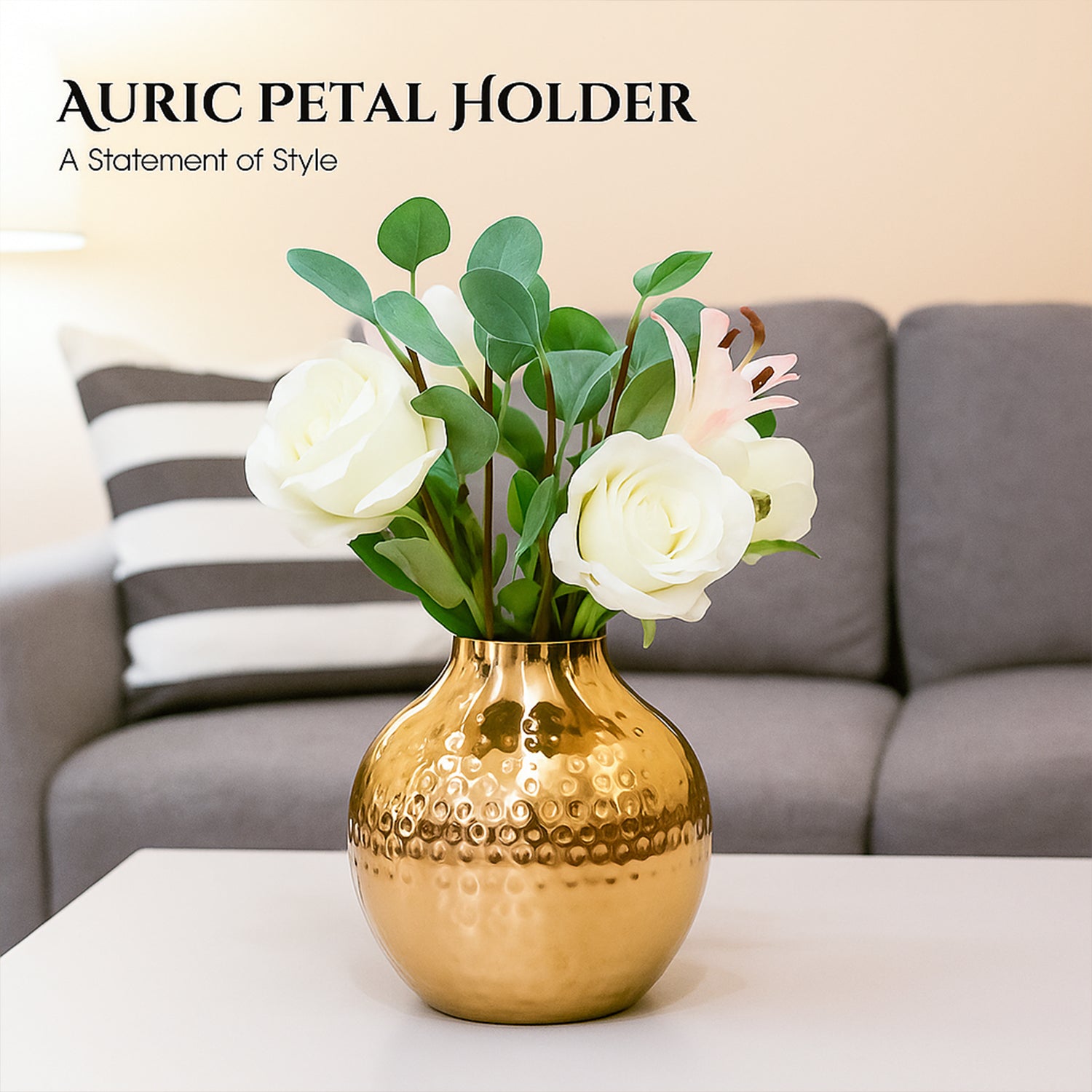 Metal Flower Vase for Home Decor, Living Room & Gifting