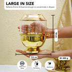 Brass Akhand Jyot Diya with Adjustable Bati Knob & Glass Cover for Puja(500 ML)