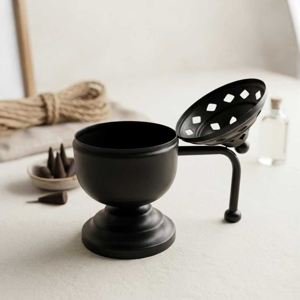Metal Dhoop Dani for Home Pooja, Incense Burning & Spiritual Decor