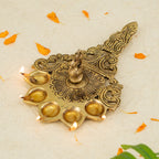 Pure Brass Panch Aarti Diya for Home Pooja & Temple Use