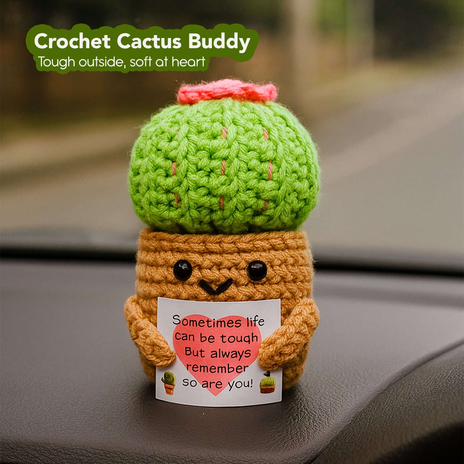Crochet Cactus Plant with Message for Home Decor & Gifting