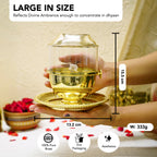 Brass Akhand Jyot Diya with Adjustable Bati Knob & Glass Cover for Puja(Large Size, 250 ml Oil Capacity)