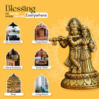 Brass Radha Krishna Idol (Size: 8 cm) for Pooja Room, Home Decor & Spiritual Gifting