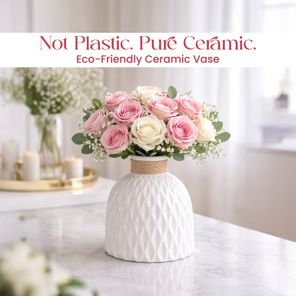 Ceramic Flower Vase for Home Decor, Table Decor & Gifting