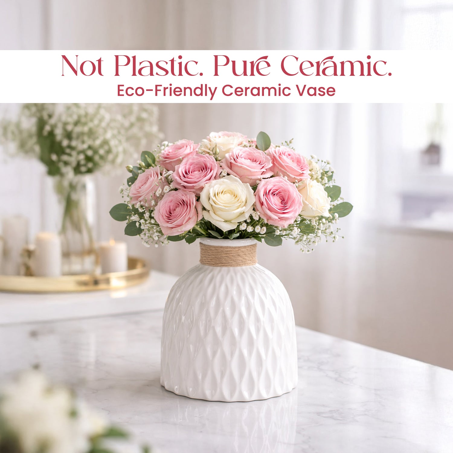 Ceramic Flower Vase for Home Decor, Table Decor & Gifting
