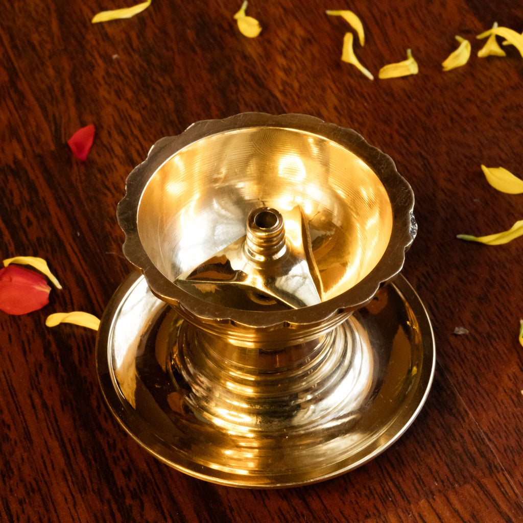 Brass Wick Holders for Oil Lamp & Diya (Set of 6)
