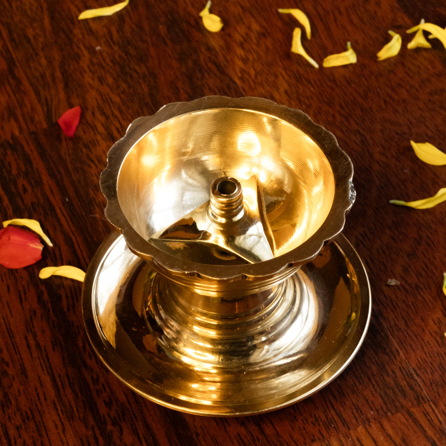 Brass Wick Holders for Oil Lamp & Diya (Set of 6)