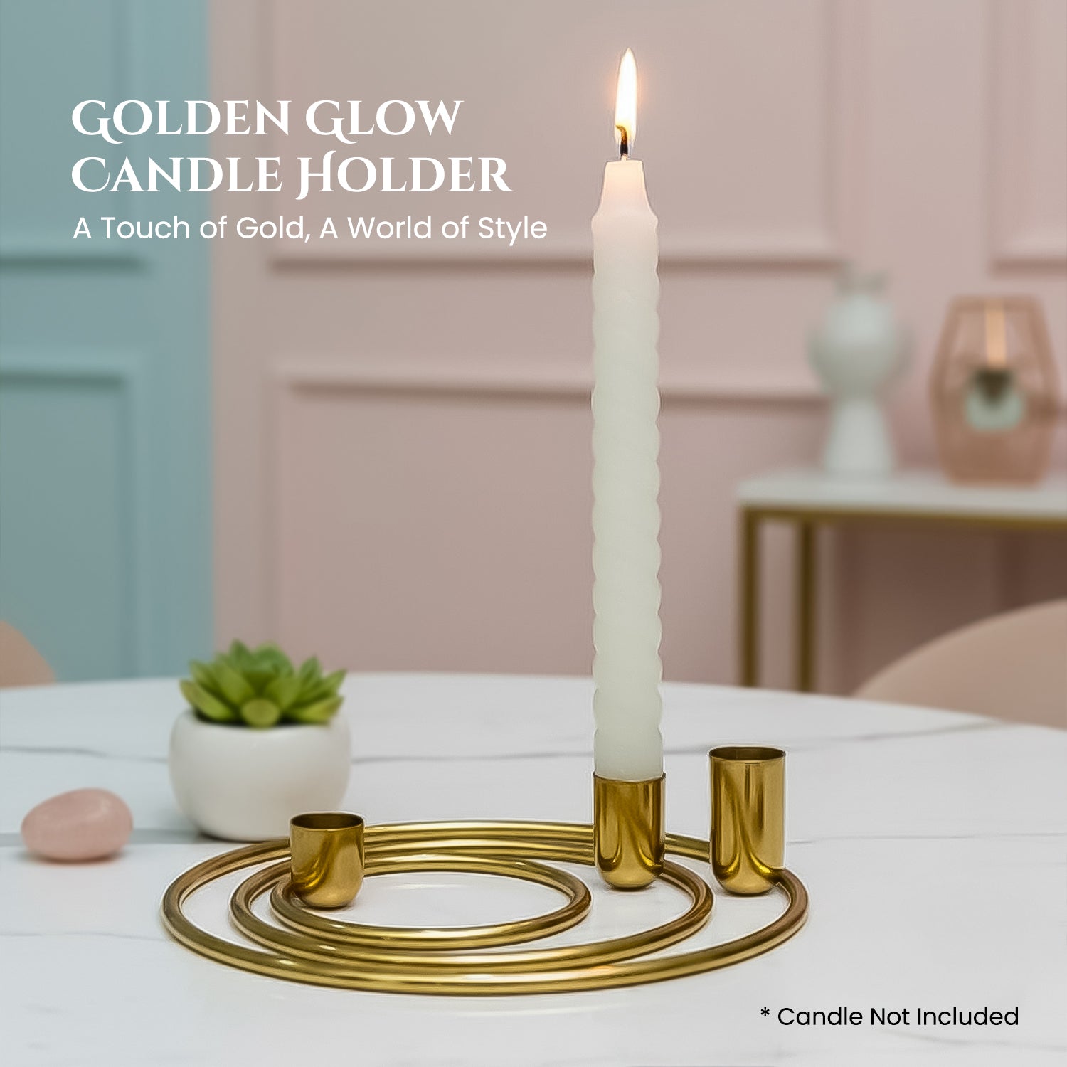 Metal Candle Holder Stand Set of 3 for Home Decor & Table Styling
