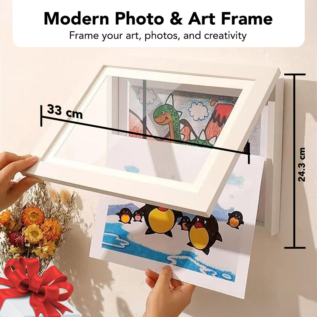 Wall Mounted Kids Art White Photo Frame (Size - 9.2x12.6 inch)