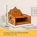 Wooden Wall Mounted Temple with Bells for Puja , Office & Home Decor