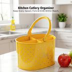 4 Compartment Metal Cutlery Holder with Handle