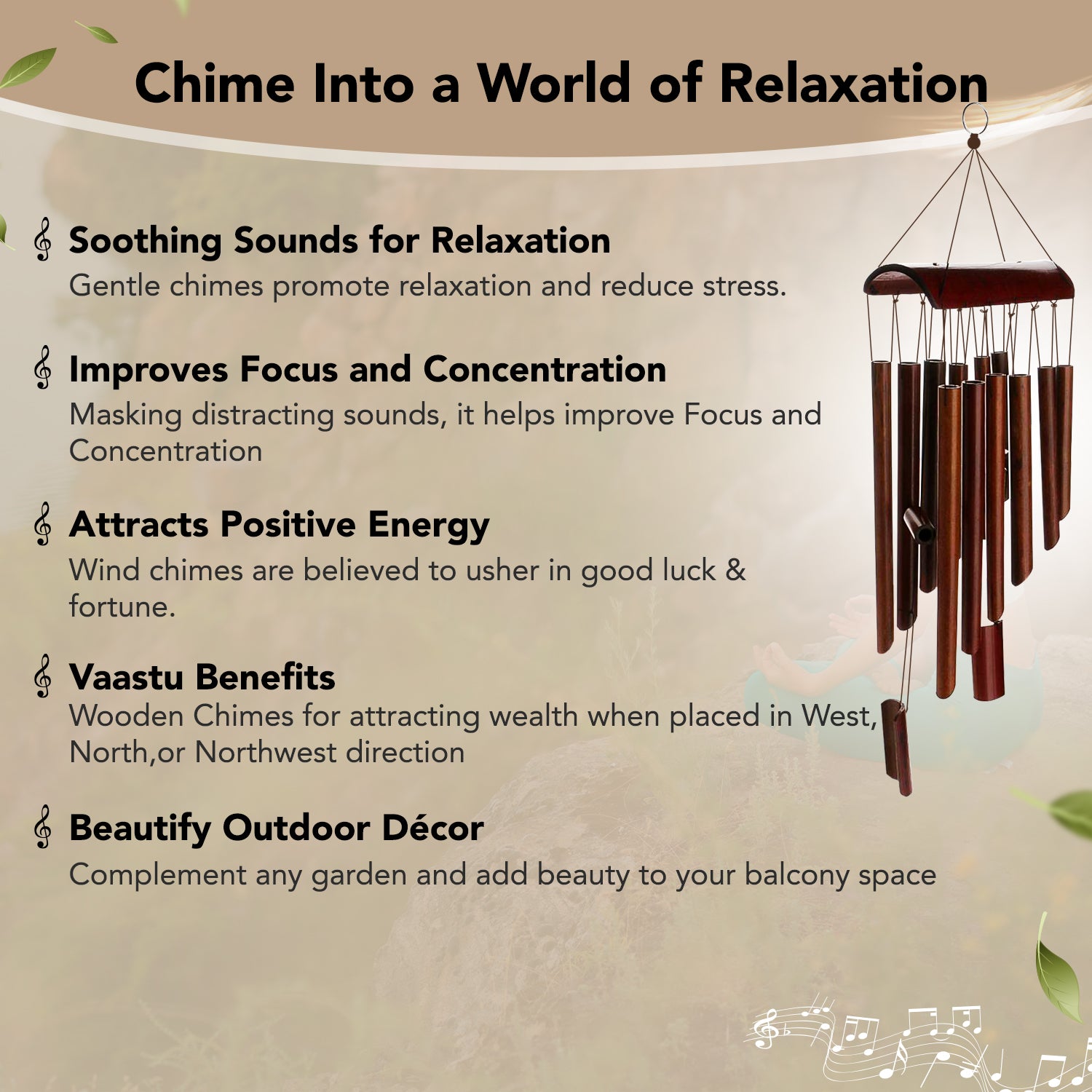 Bamboo Wind Chimes for Home Decor, Balcony & Gifting