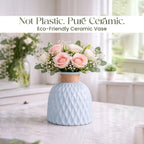 Ceramic Blue Flower Vase for Home Decor, Table Decor & Gifting