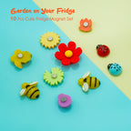 Floral Bees Fridge Magnet Set of 10 for Home & Kitchen Decor