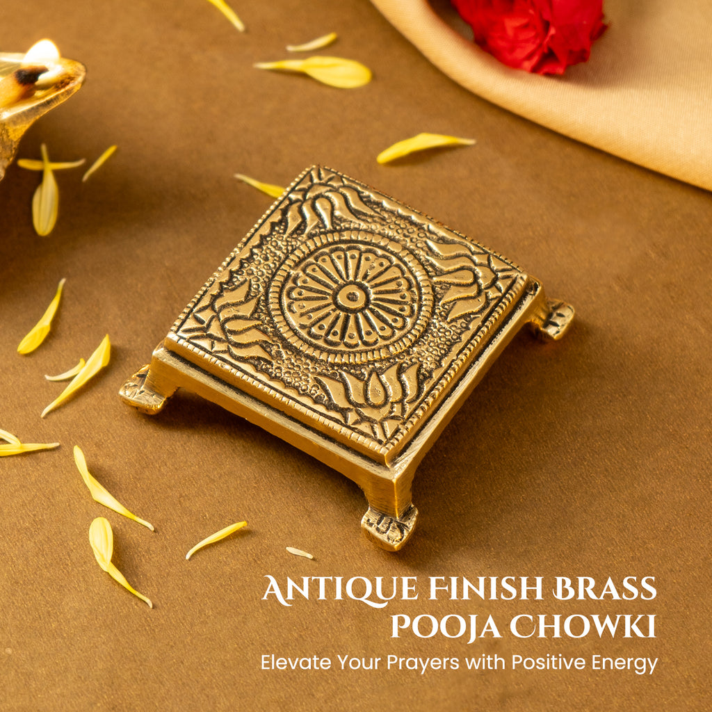 Pure Brass Chowki for God Idols & Puja Decoration