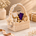 Floral Empty Gift Hamper Basket with Detachable Handle