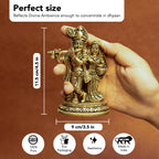 Brass Radha Krishna Idol for Pooja, Home Decor & Spiritual Gifting (Size -12.8cm )
