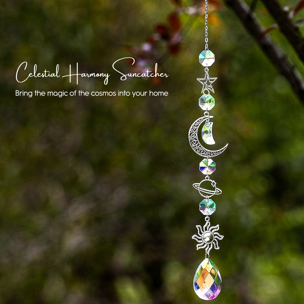 Crystal Sun Catcher Hanging with Metal Pendants for Home Decor, Car Dashboard & Gifting