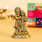 Brass Radha Krishna Idol with Gift Box for Housewarming, Wedding & Gifting