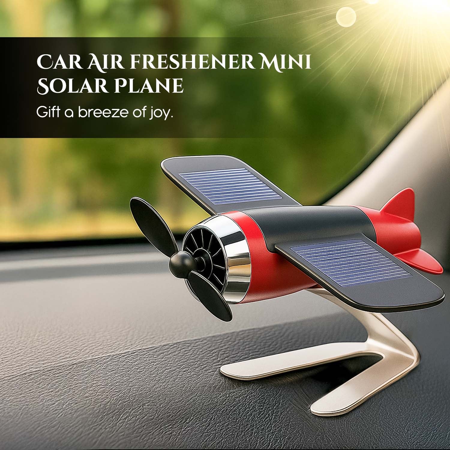 Solar Powered Airplane Freshener for Car Dashboard
