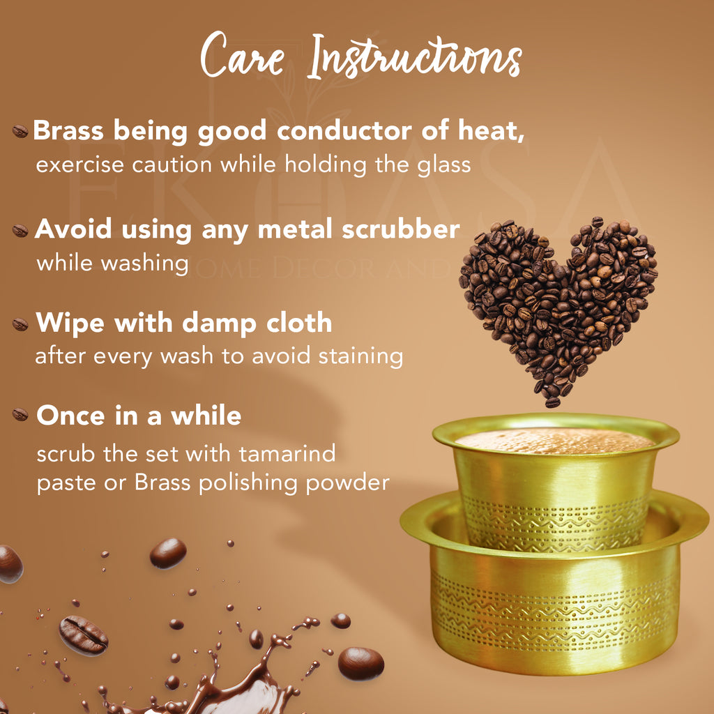 Brass Filter Coffee Cup Dabara Set for Home & Kitchen Use