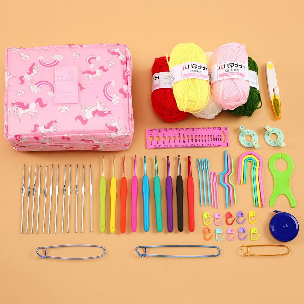 Crochet Kit for Beginners with Yarn, Hooks, Needles & Accessories