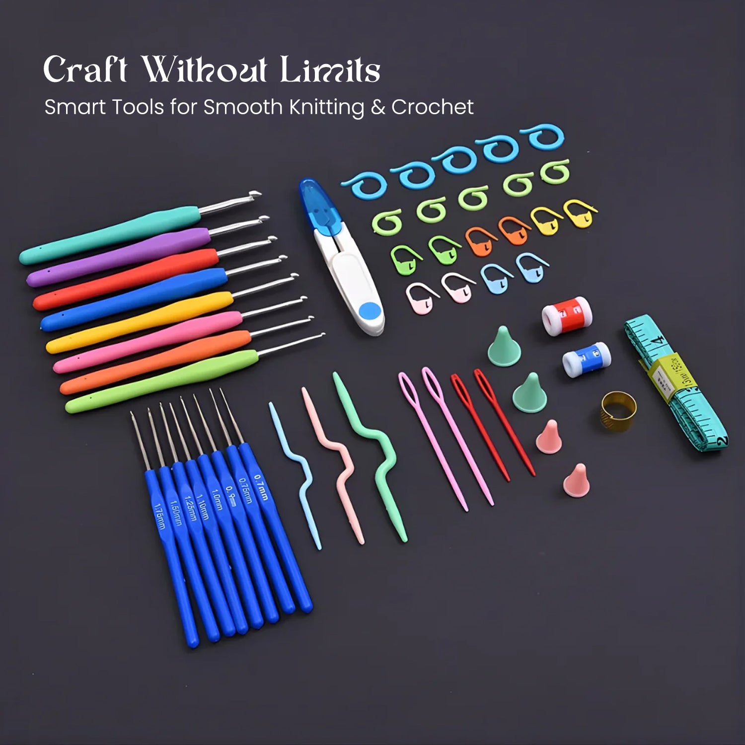 Crochet Beginner Kit with Hooks, Needles & Tools for DIY Craft Learning