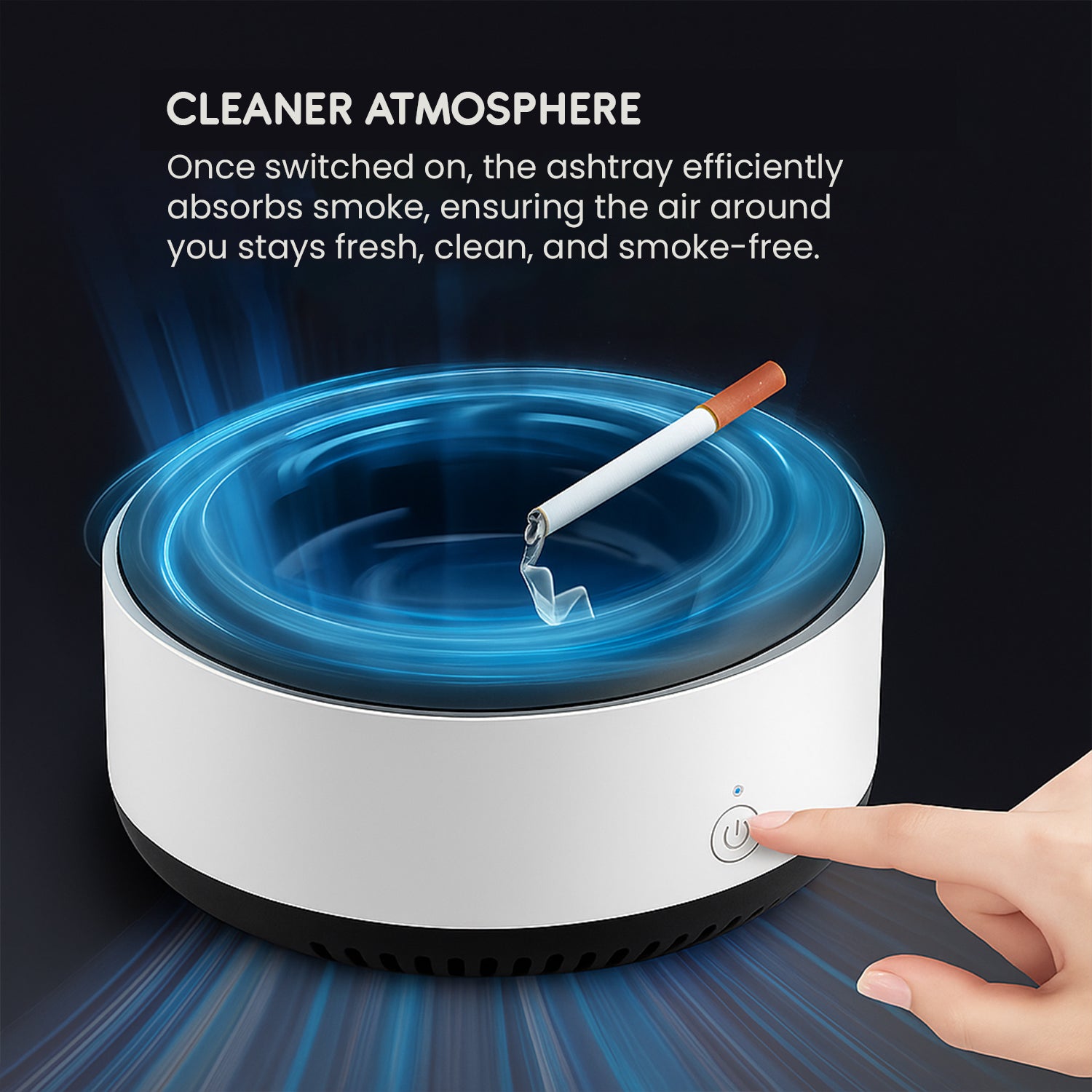 2-in-1 Smart Ashtray with Instant Odor Removal for Home, Office & Outdoor Use