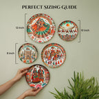 Rajasthani Art Metal Wall Hanging Plates Set of 5 for Living Room & Home Decor