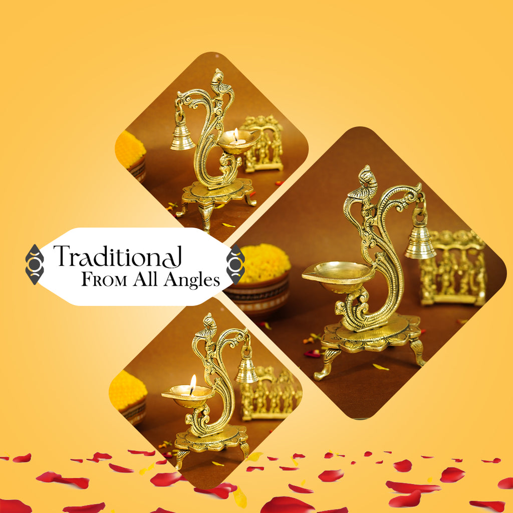 Brass Peacock Diya for Pooja & Home Decor