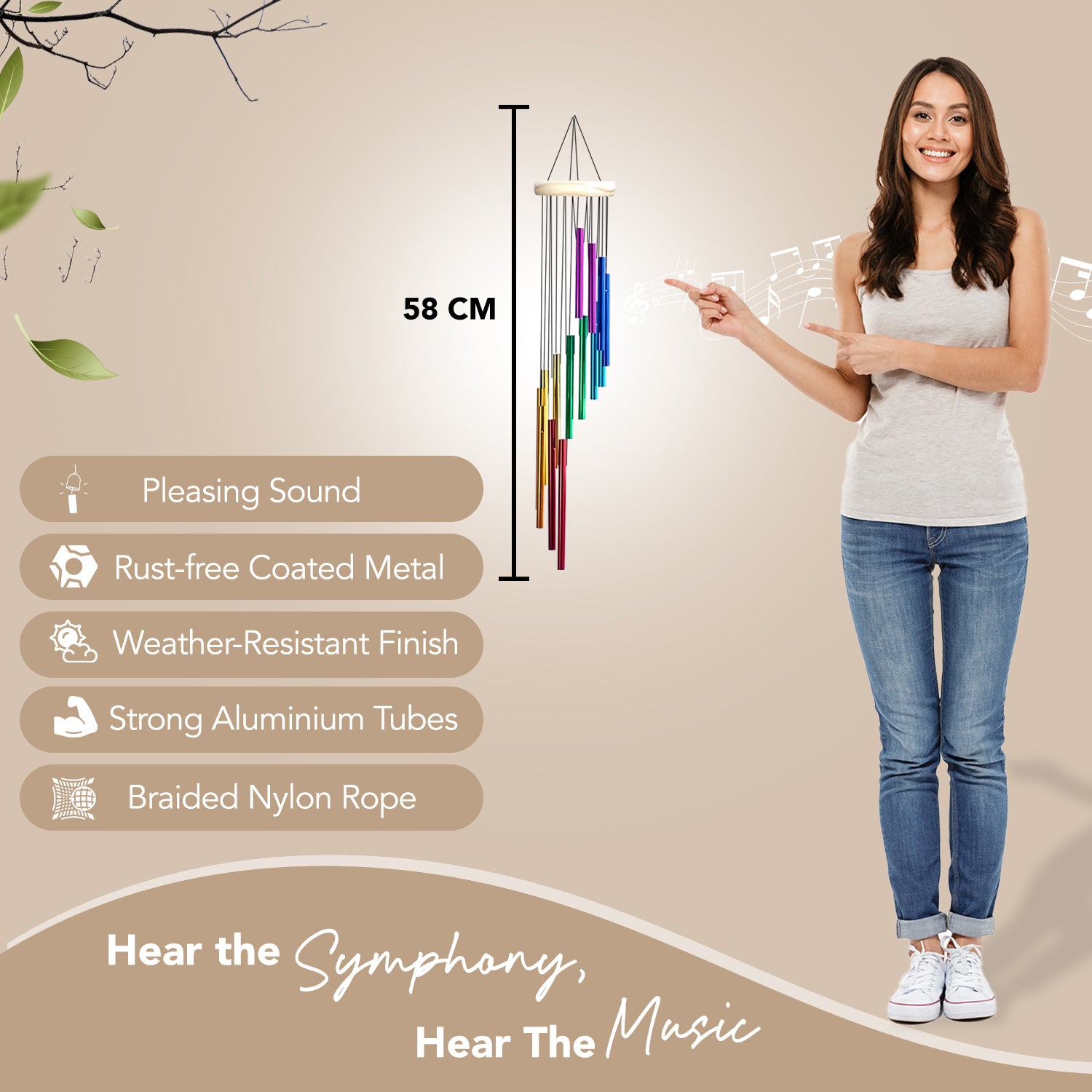 Aluminium Wind Chimes for Home Decor, Balcony & Gifting