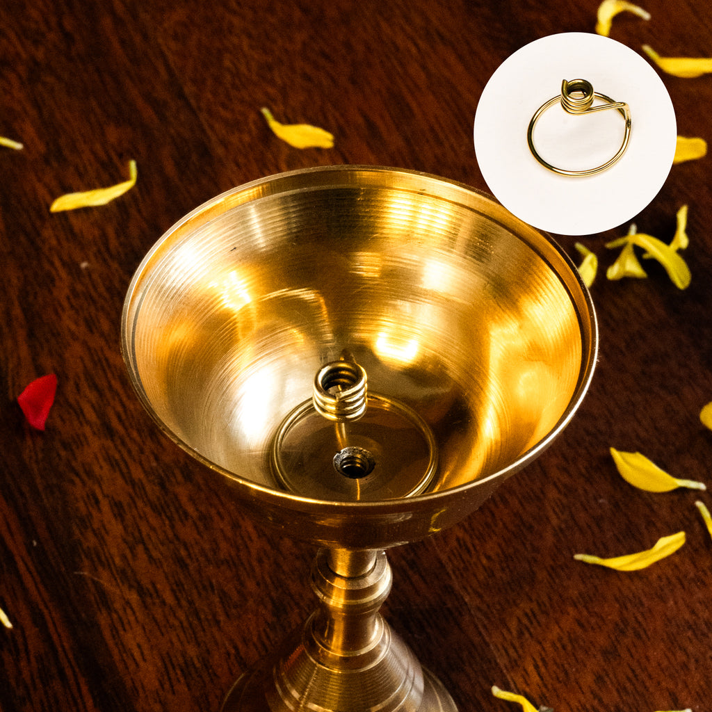 Brass Wick Holders for Oil Lamp & Diya (Set of 6)