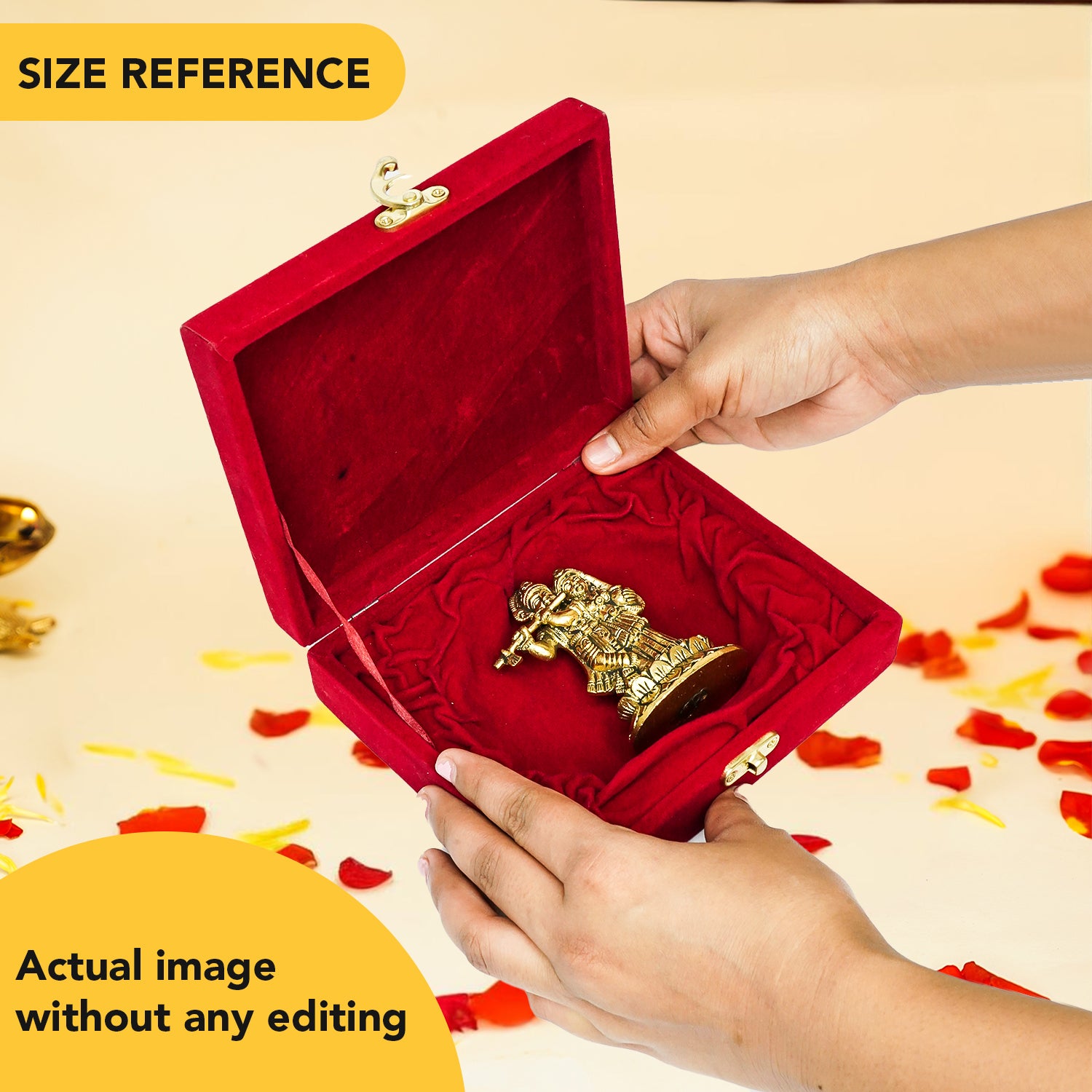 Brass Radha Krishna Idol with Velvet Gift Box for Housewarming, Wedding & Gifting