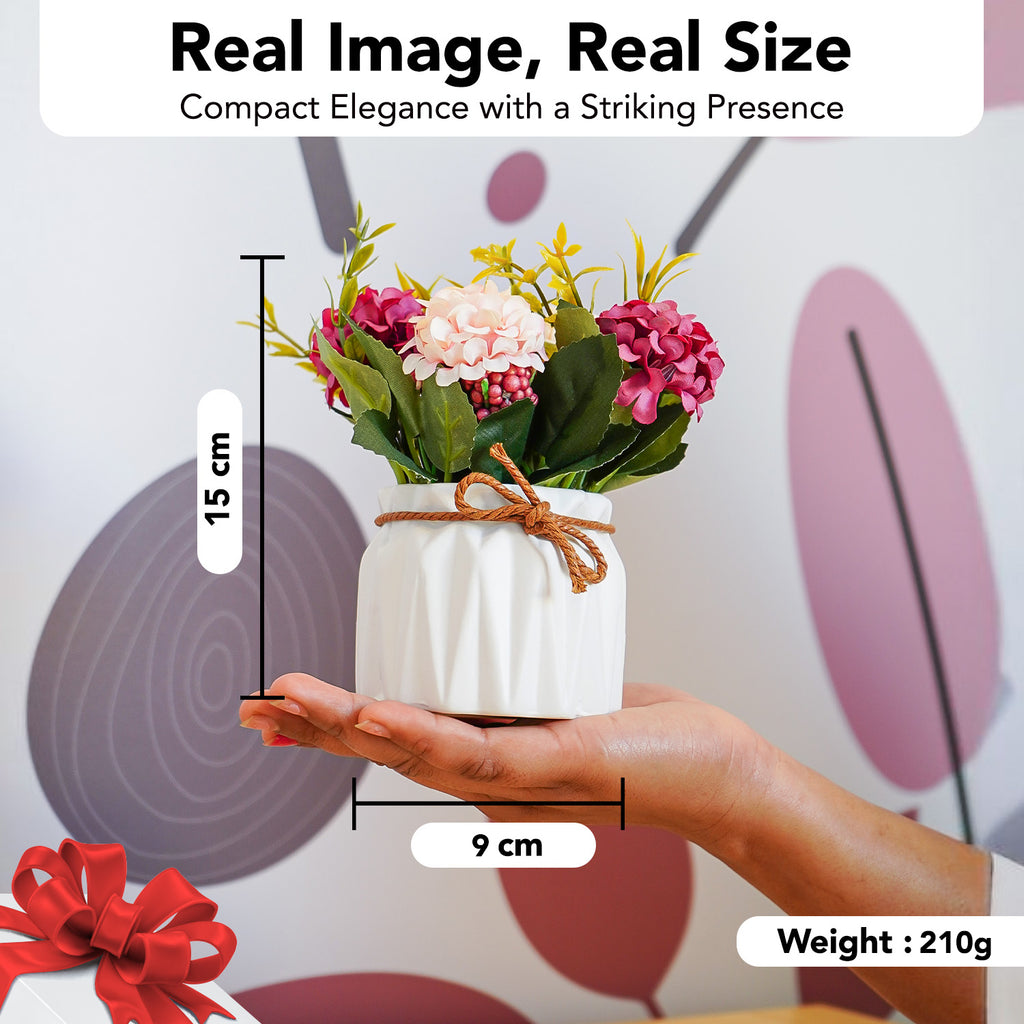 Ceramic Chrysanthemum Artificial Flower Vase for Home Decor & Table Decoration