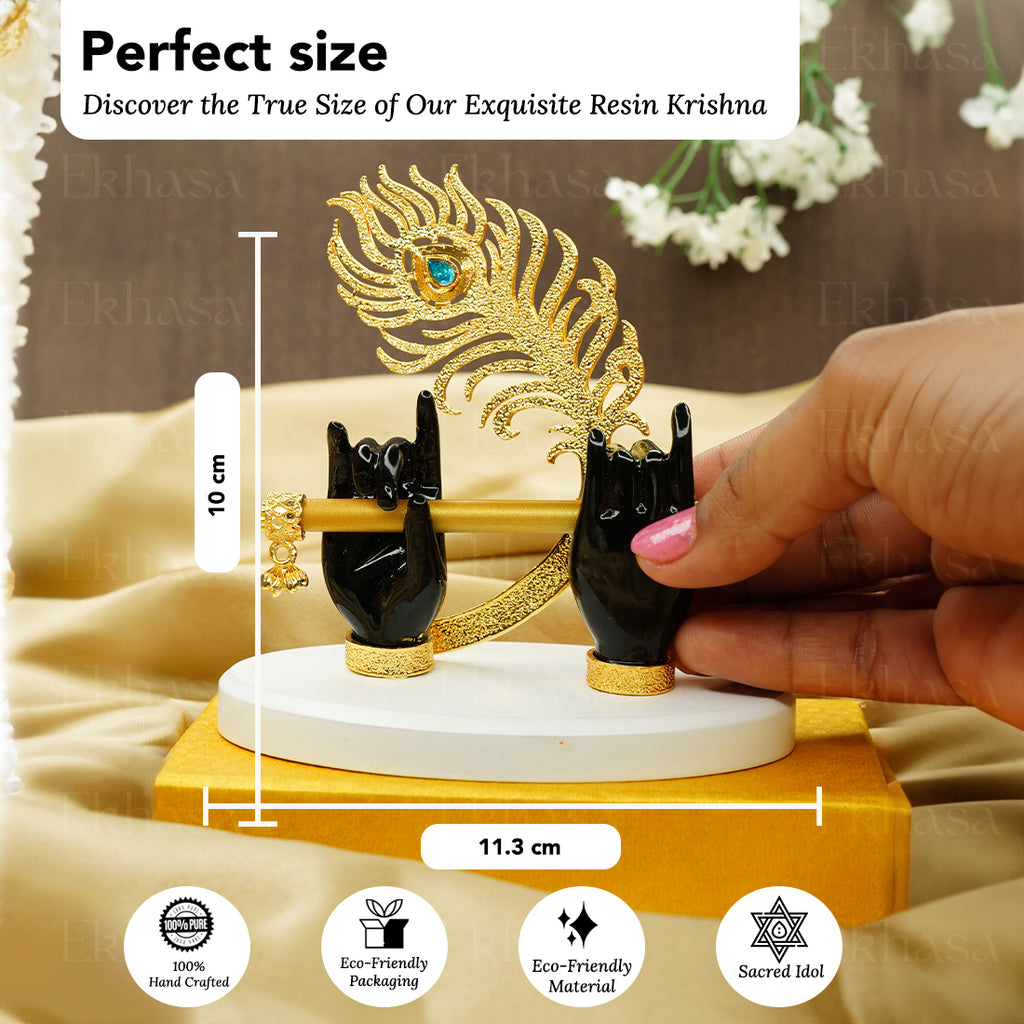 Resin Lord Krishna Hands with Flute Idol for Home Decor & Gifting