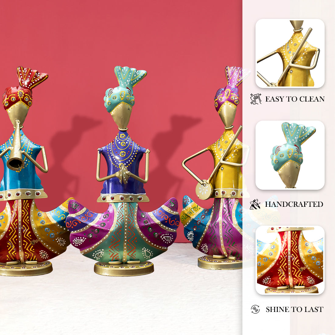 Rajasthani Musicians Showpieces for Home Decor Table, Living Room & Gifting