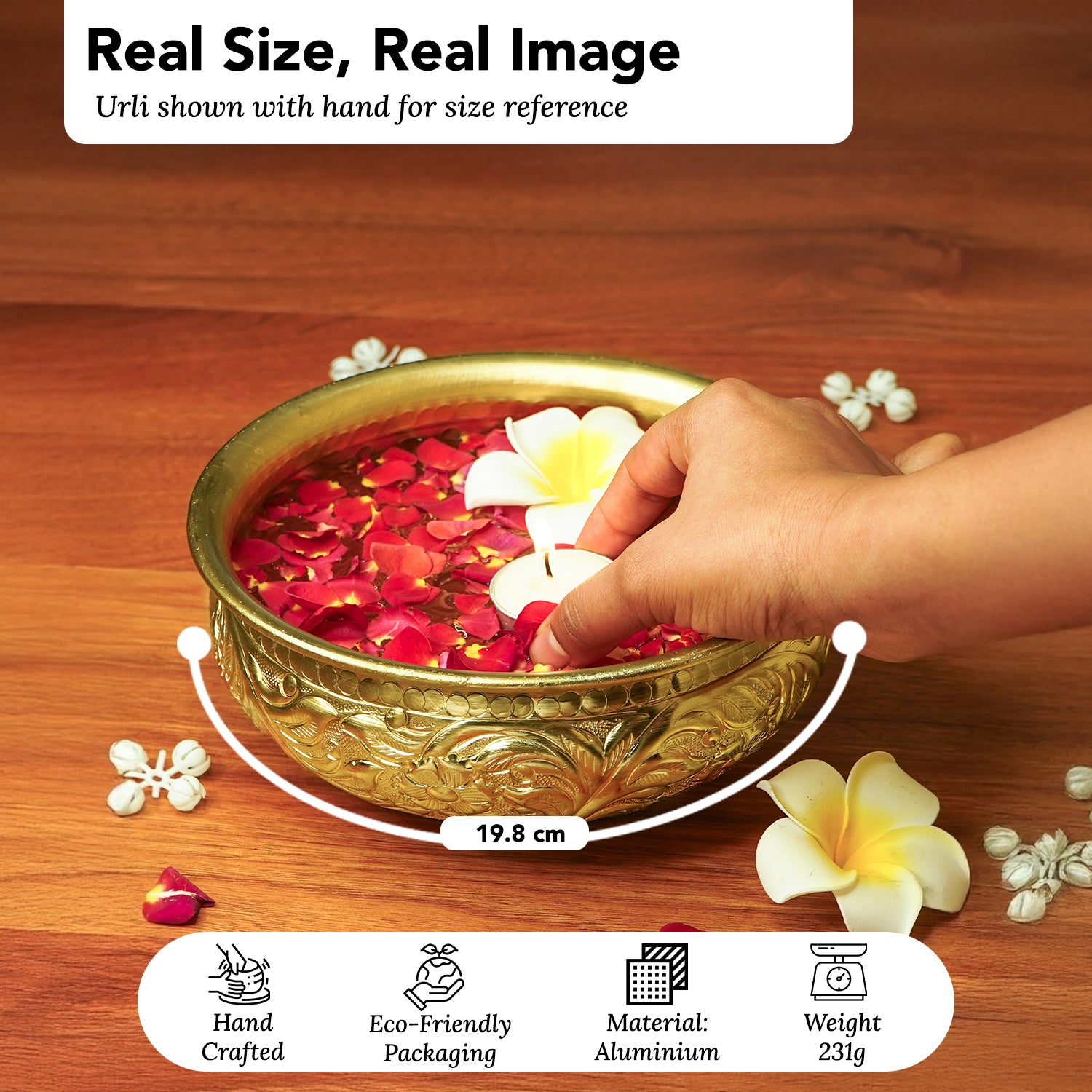 Aluminium Urli Bowl for Home Decor, Table Decor, Diwali Decoration & Gifting
