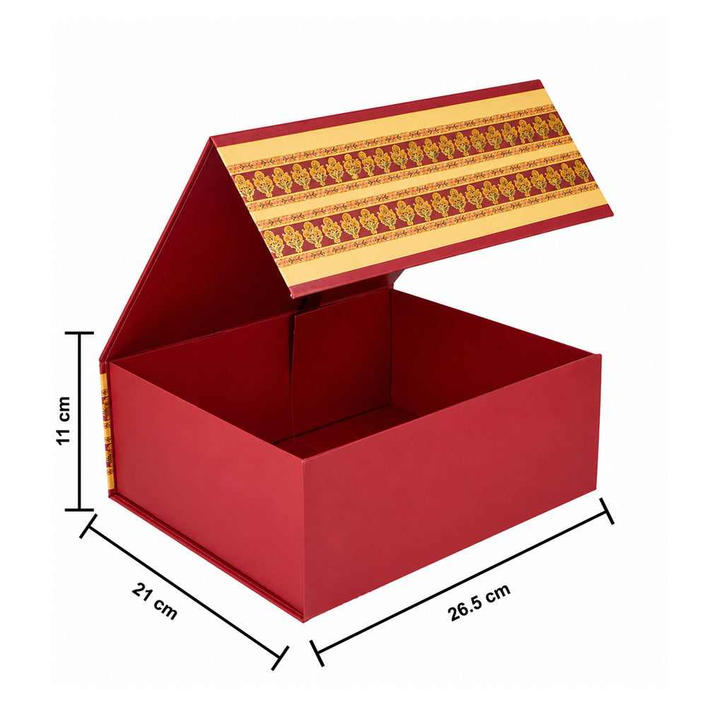 Traditional Printed Foldable Multipurpose Gift Hamper Box with Magnetic Closure (26.5 x 21 x 11 cm)