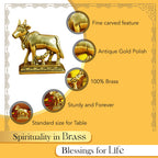 Pure Brass Kamdhenu Cow with Calf Idol for Vastu, Pooja & Home Decor