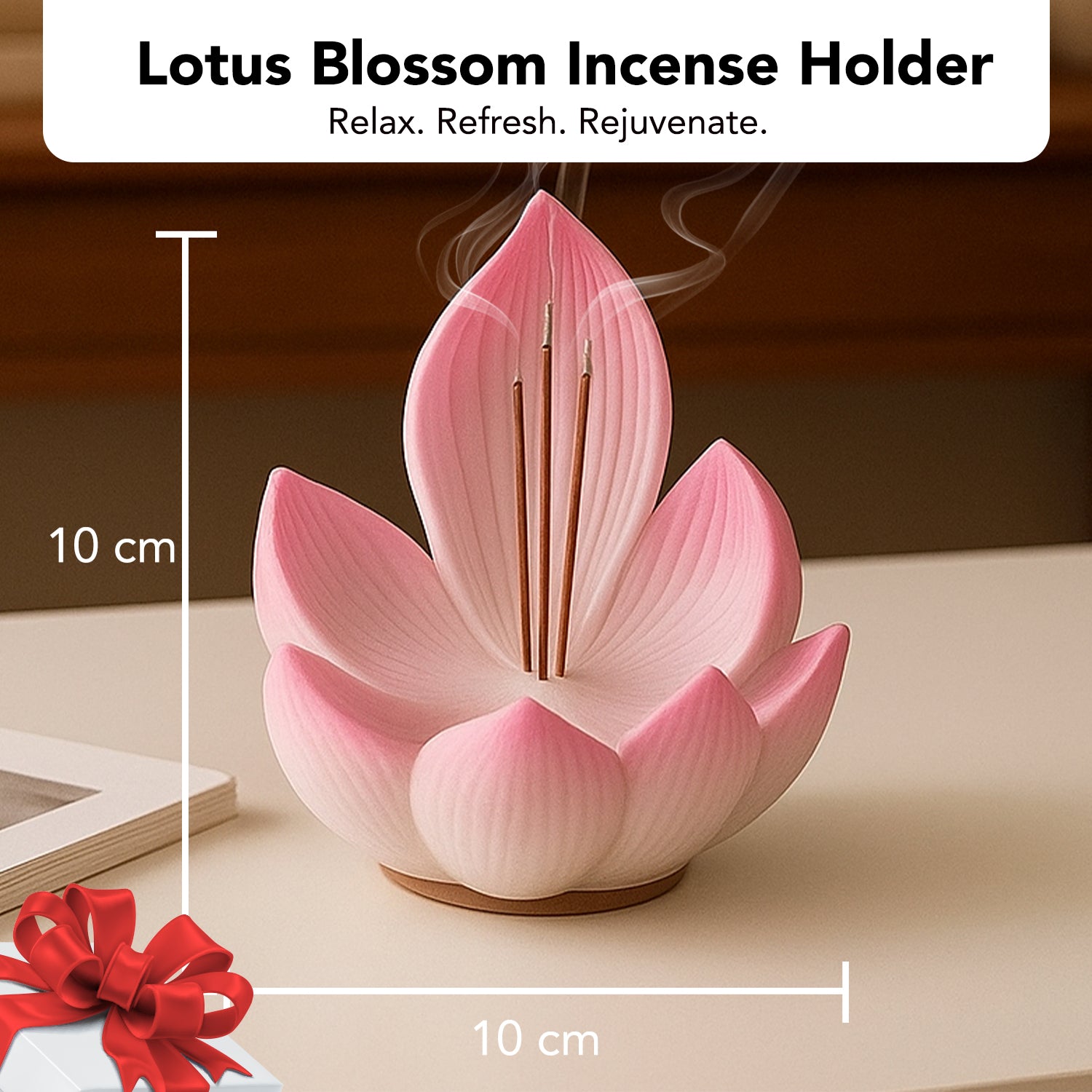 Resin Lotus Incense Stick Holder with Ash Catcher for Home Decor & Pooja