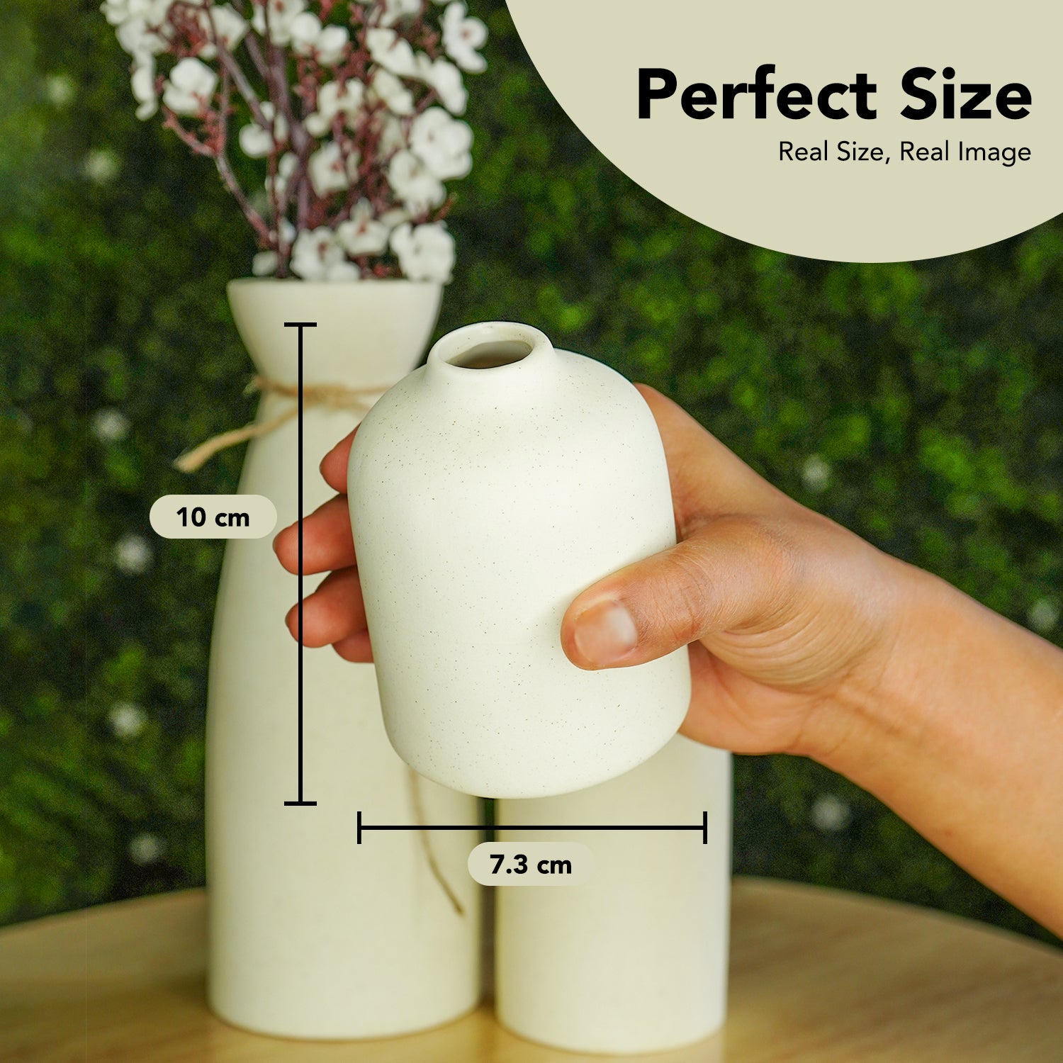 Ceramic White Flower Vase Set of 3 for Home Decor, Office Decor & Gifting