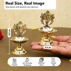Brass Shanku Chakra Diya Set for Pooja & Home Decor