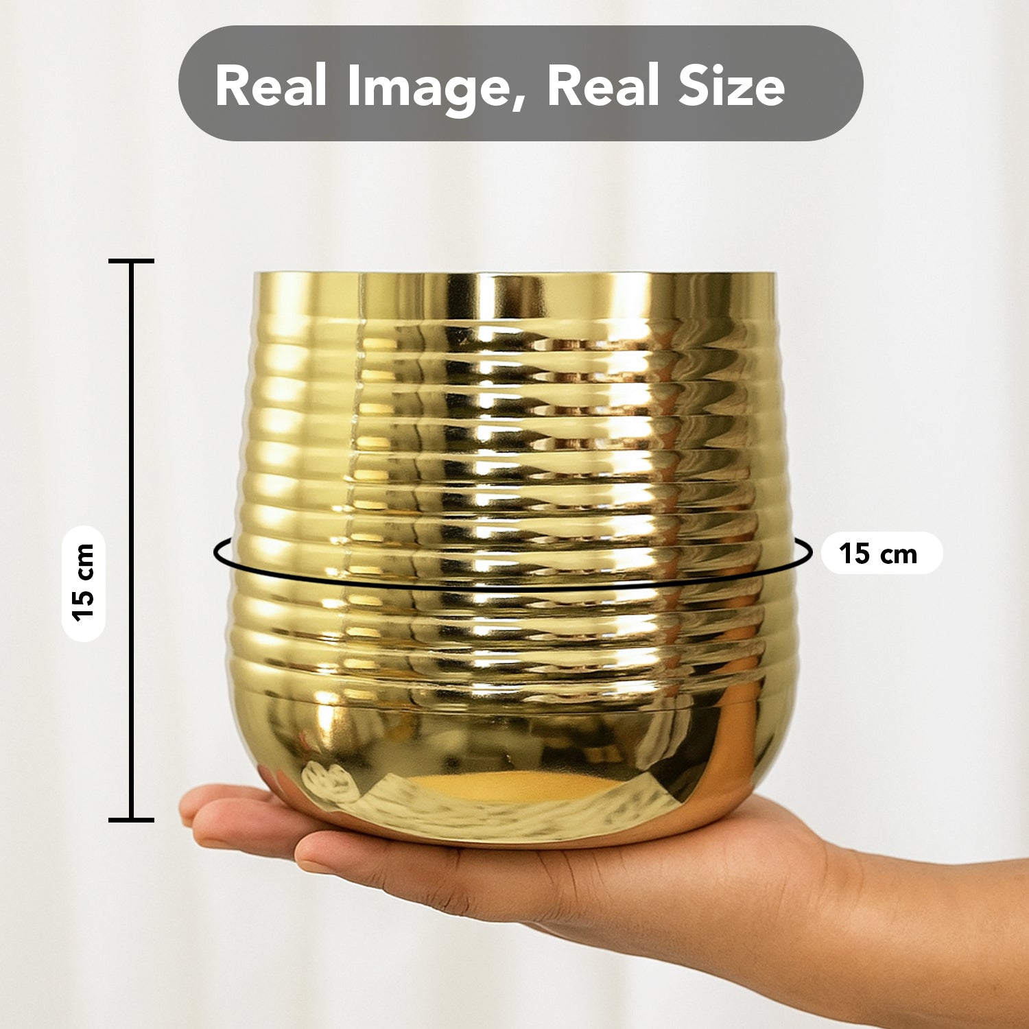 Gold Metal Planter for Indoor , Living Room & Office Decor