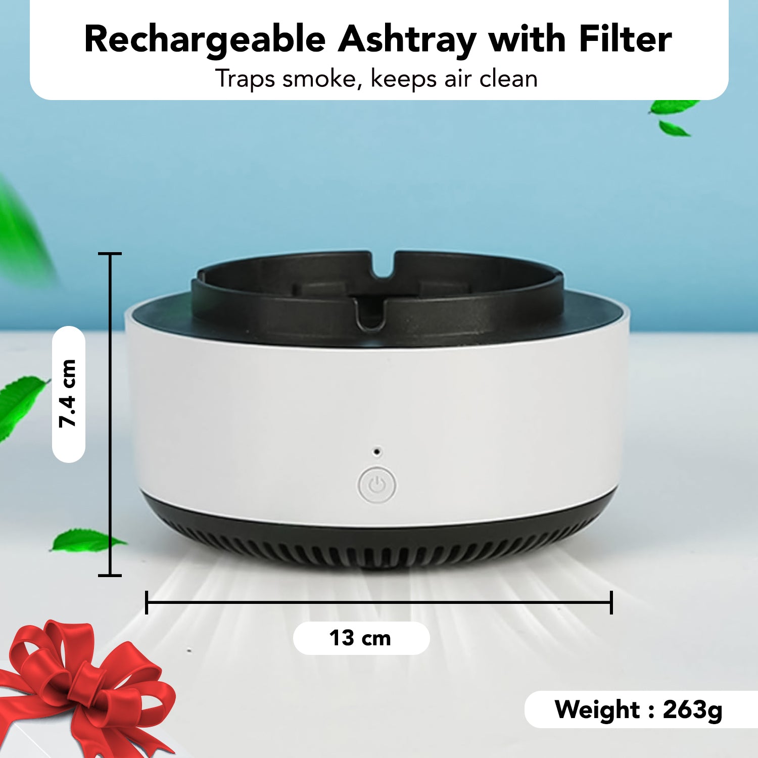 2-in-1 Smart Ashtray with Instant Odor Removal for Home, Office & Outdoor Use