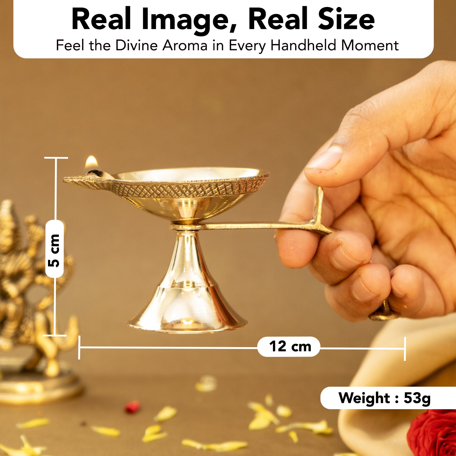 Brass Diya with Stand for Puja & Home Decor